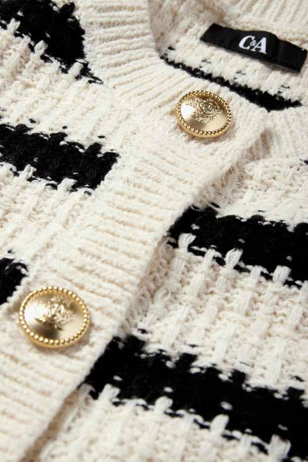 Femei - Vestă tricotată - cu dungi - structurată - negru / alb