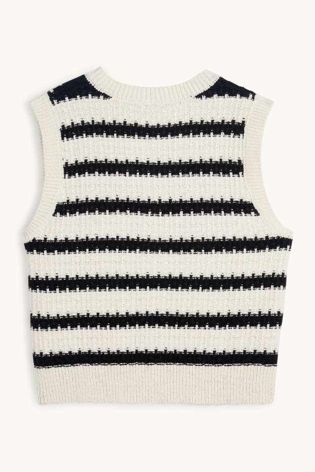 Femei - Vestă tricotată - cu dungi - structurată - negru / alb