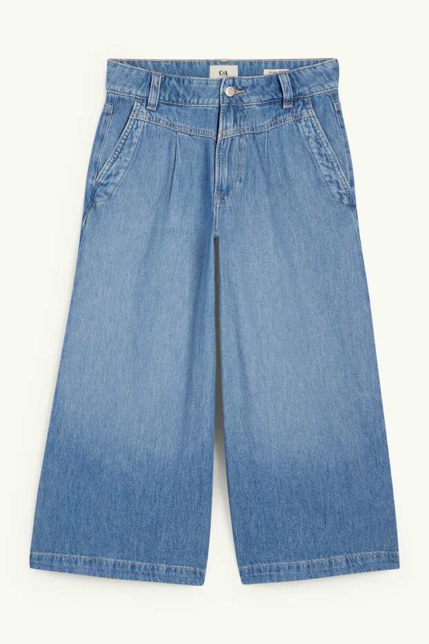 Femmes - Jean jupe-culotte - high waist - jean bleu