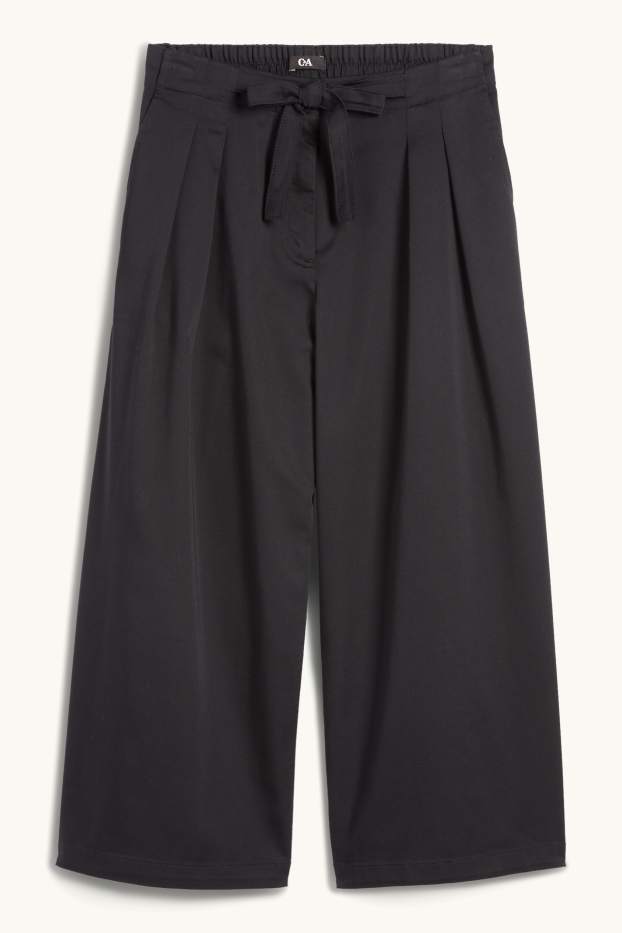 Femmes - Pantalon en toile - high waist - wide leg - noir