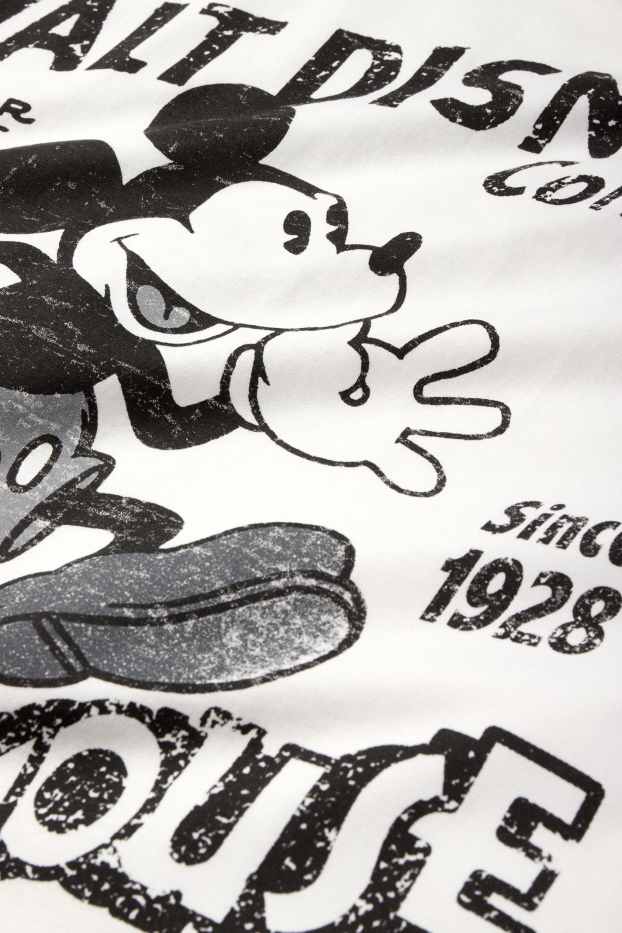 Pánské - Tričko - relaxed fit - Mickey Mouse - bílá