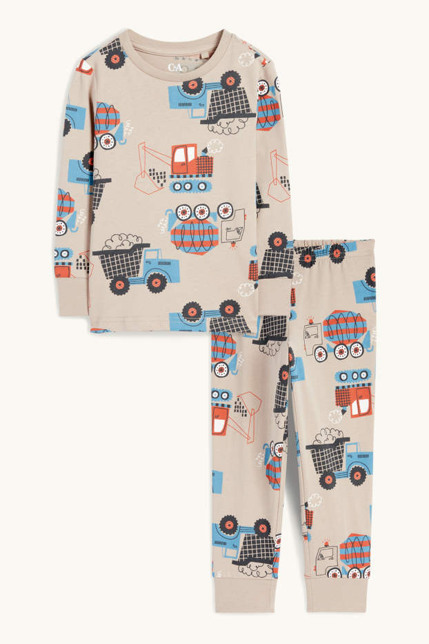 Enfants garçons - Engins de chantier - pyjama - 2 pièces - beige