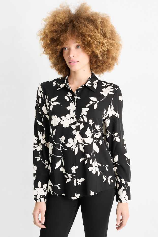 Women - Blouse - floral - black / white