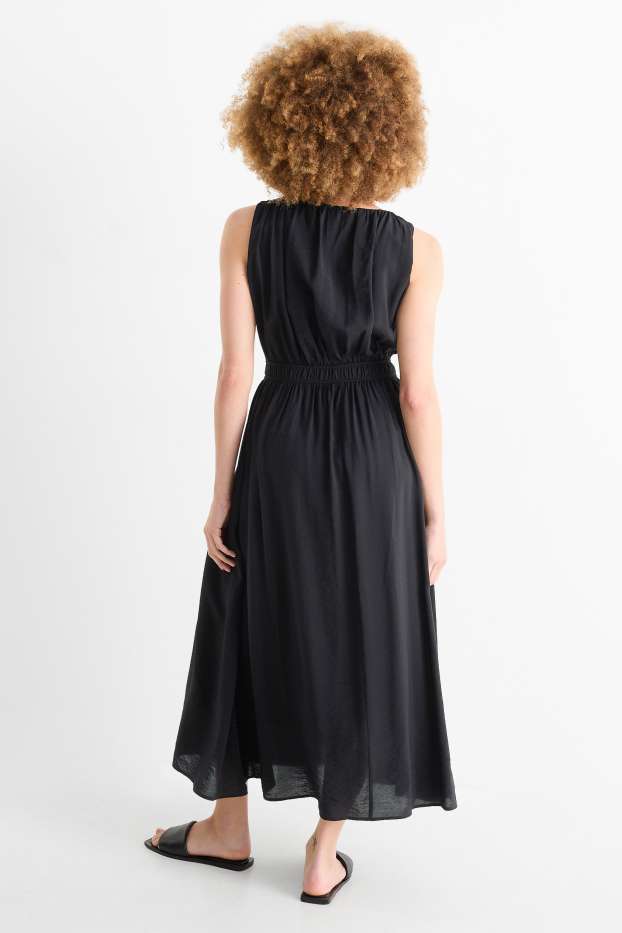 Damen - Fit & Flare Kleid - schwarz