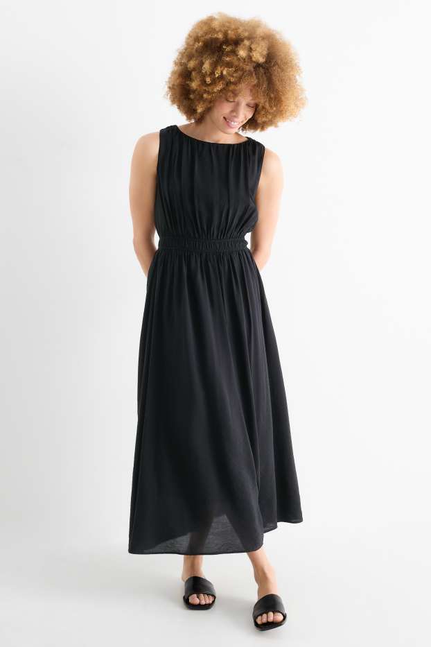 Damen - Fit & Flare Kleid - schwarz