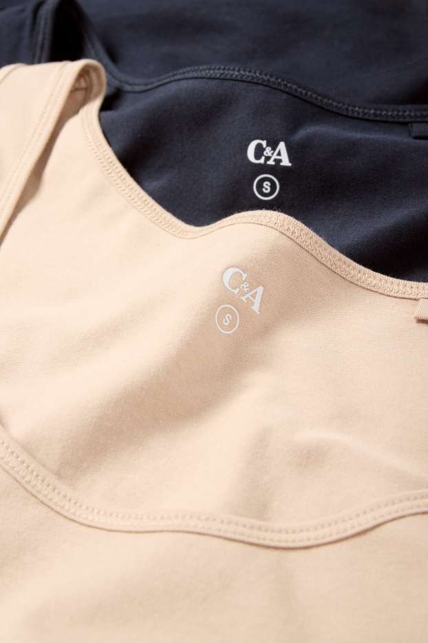 Damen - Multipack 2er - Top - beige / blau