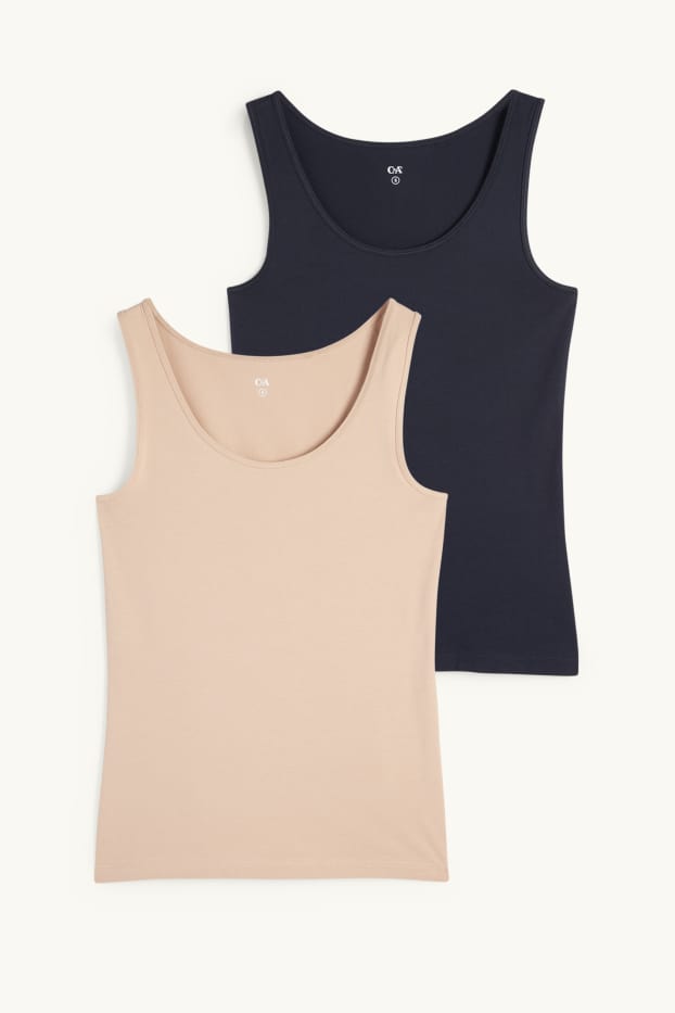 Damen - Multipack 2er - Top - beige / blau