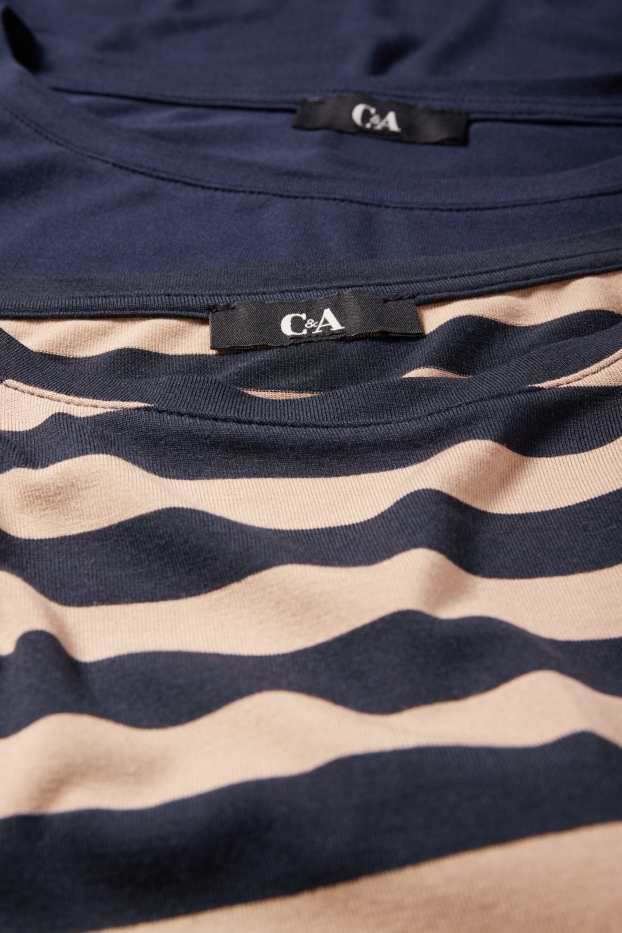 Femmes - Lot de 2 - hauts à manches longues - regular fit - bleu foncé