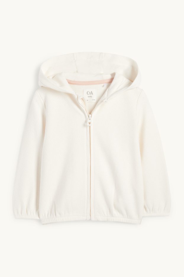 Neonate - Giacca in felpa con cappuccio neonati - tessuto tramato - bianco crema