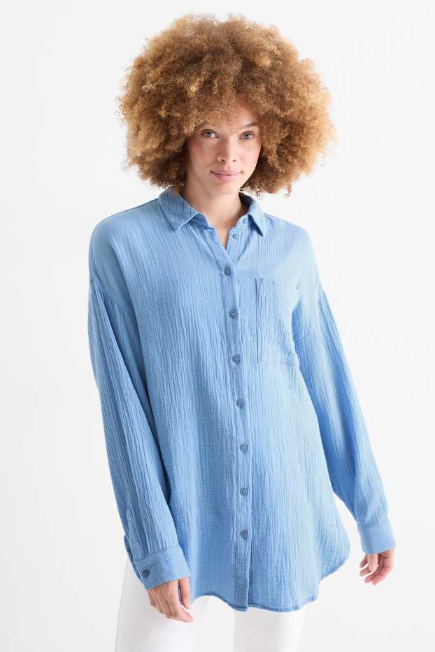 Femmes - Chemisier en mousseline - bleu