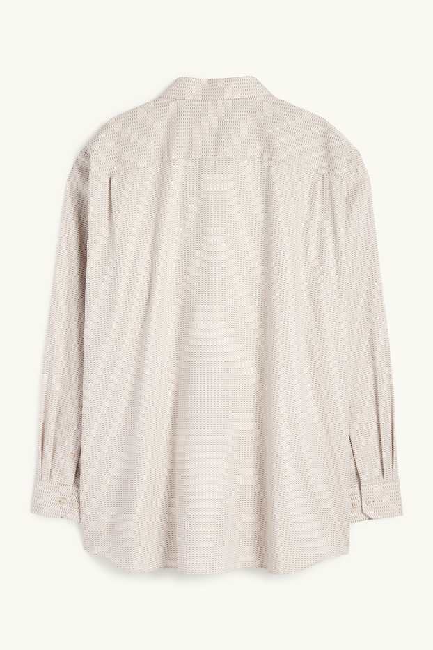 Men - Business shirt - regular fit - kent collar - easy-iron - patterned - beige