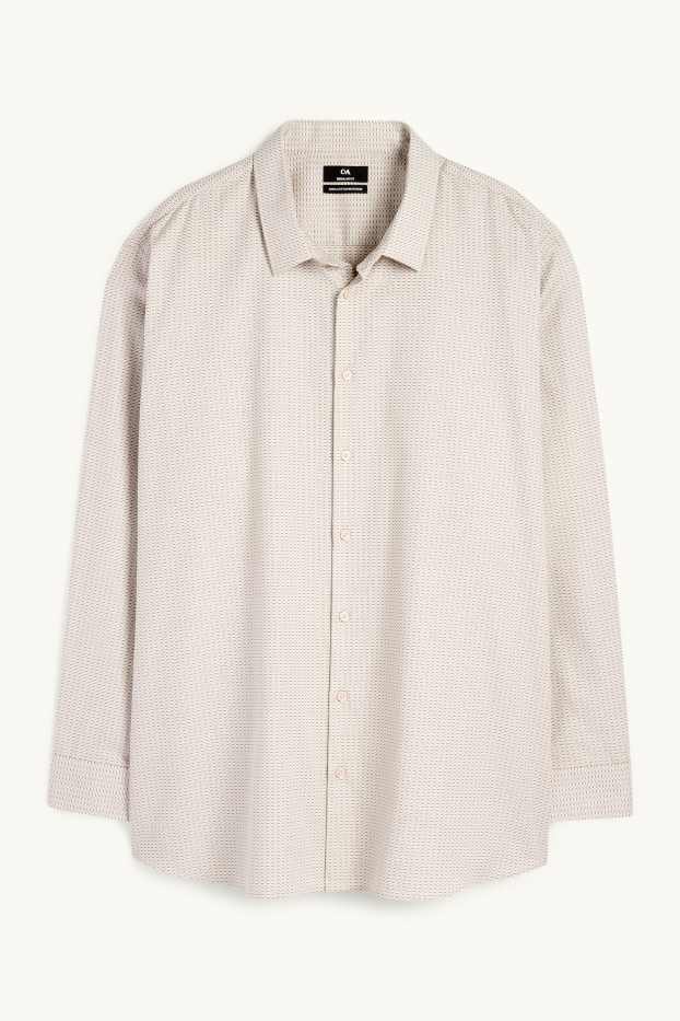 Men - Business shirt - regular fit - kent collar - easy-iron - patterned - beige