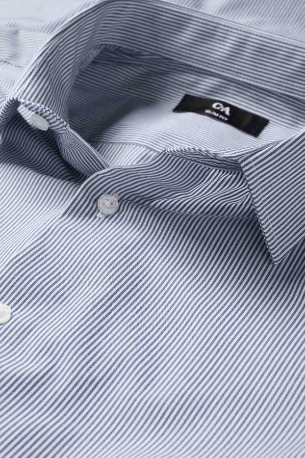 Heren - Business-overhemd - Slim Fit - kent - gestreept - blauw / wit