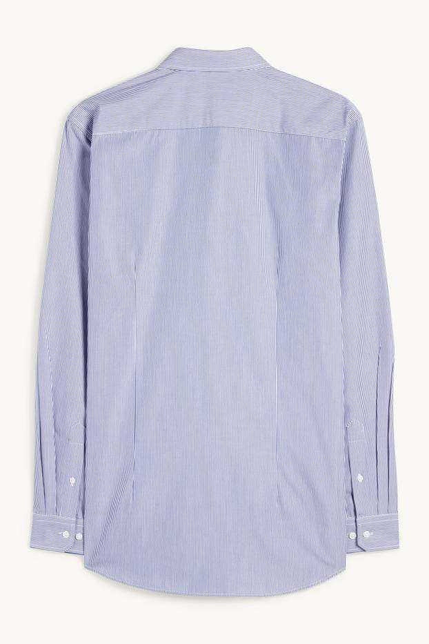 Heren - Business-overhemd - Slim Fit - kent - gestreept - blauw / wit