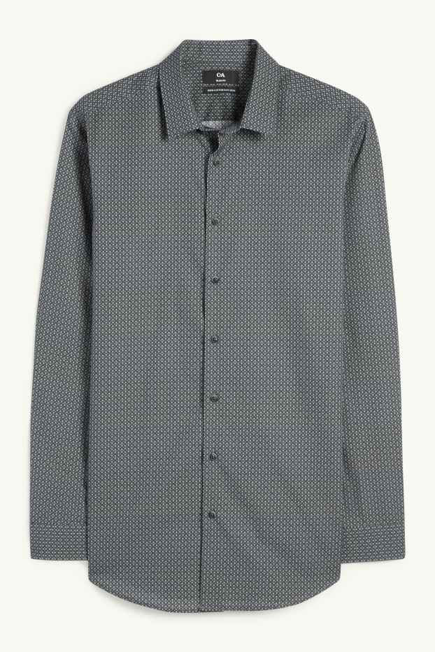Men - Business shirt - slim fit - kent collar - easy-iron - minimal print - dark green