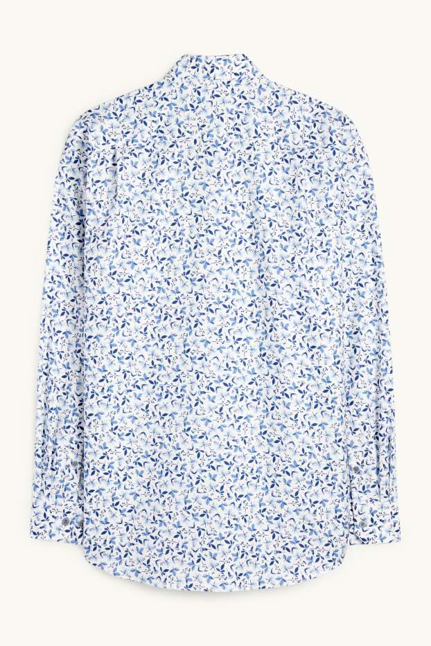 Men - Business shirt - regular fit - kent collar - easy-iron - patterned - blue / white