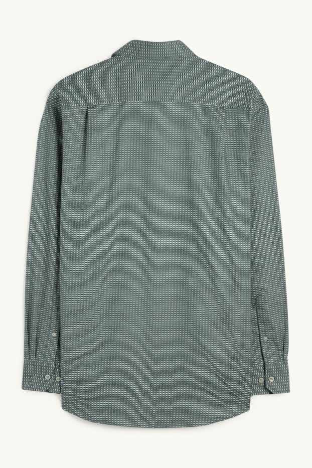 Bărbați - Cămașă office - regular fit - guler Kent - nu necesită călcare - cu model - verde închis