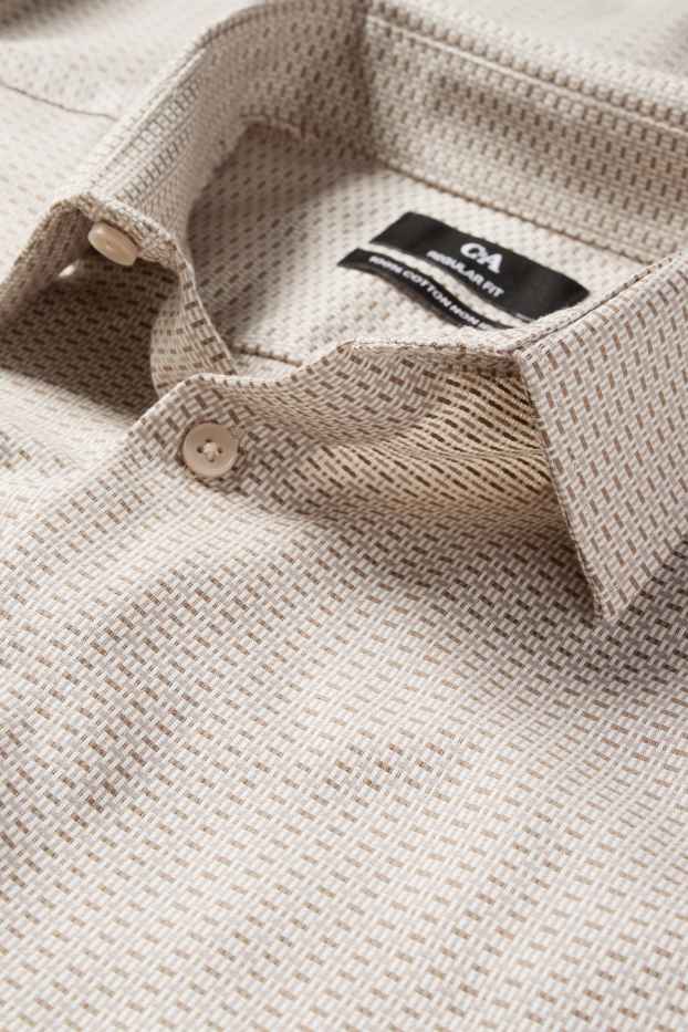 Bărbați - Cămașă office - regular fit - guler Kent - nu necesită călcare - cu model - bej