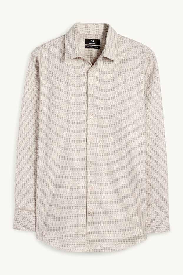 Bărbați - Cămașă office - regular fit - guler Kent - nu necesită călcare - cu model - bej