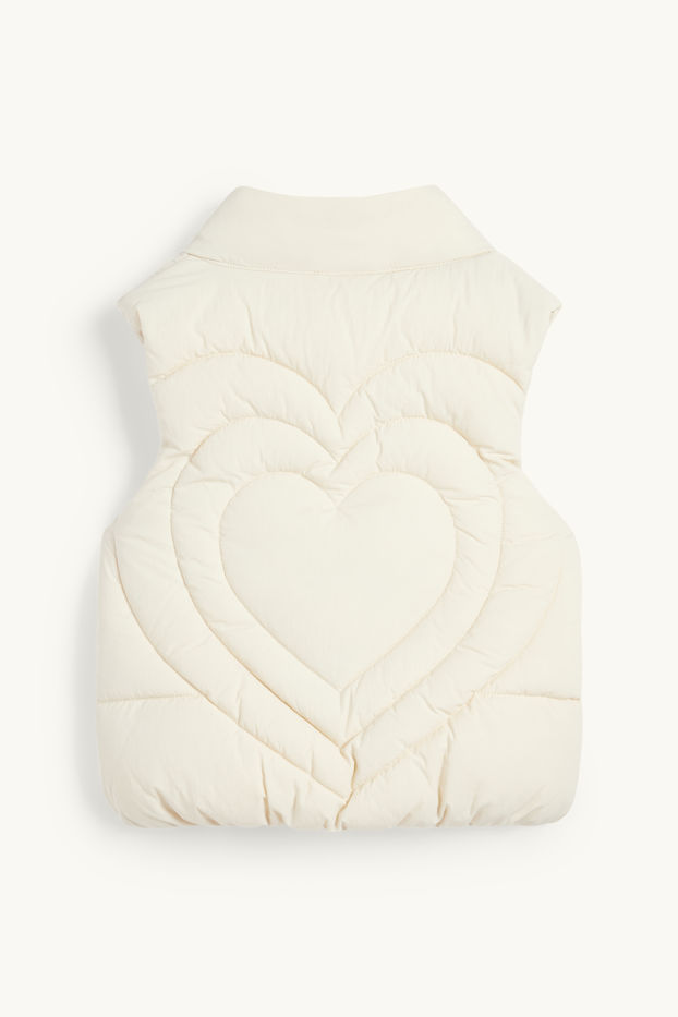 Kinder Mädchen - Herz - Steppweste - wasserabweisend - cremeweiß
