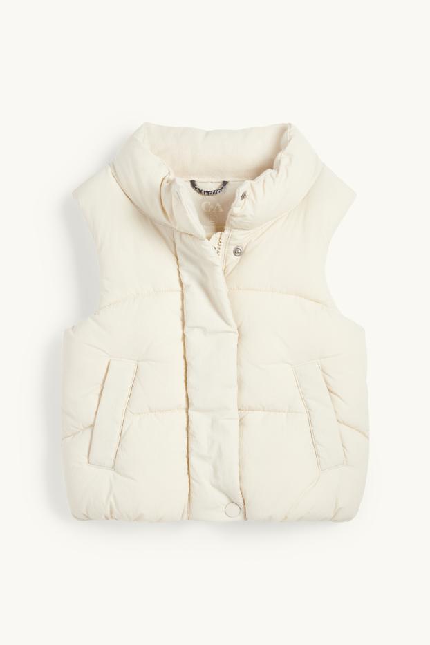 Kinder Mädchen - Herz - Steppweste - wasserabweisend - cremeweiß
