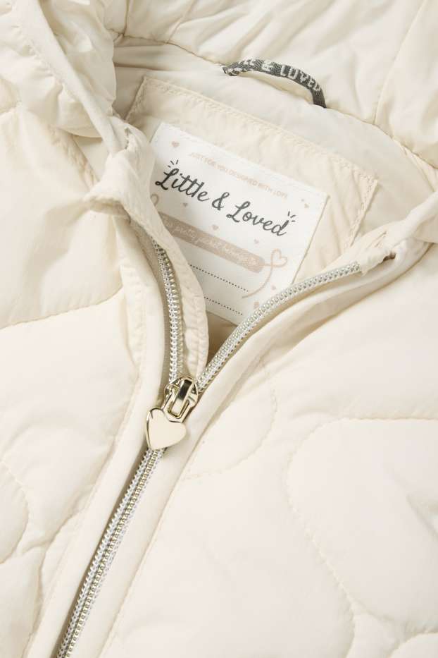 Baby Girls - Baby quilted gilet with hood - water-repellent - cremewhite