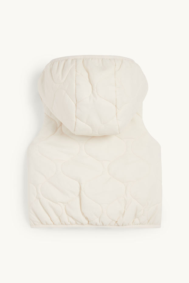 Baby Girls - Baby quilted gilet with hood - water-repellent - cremewhite