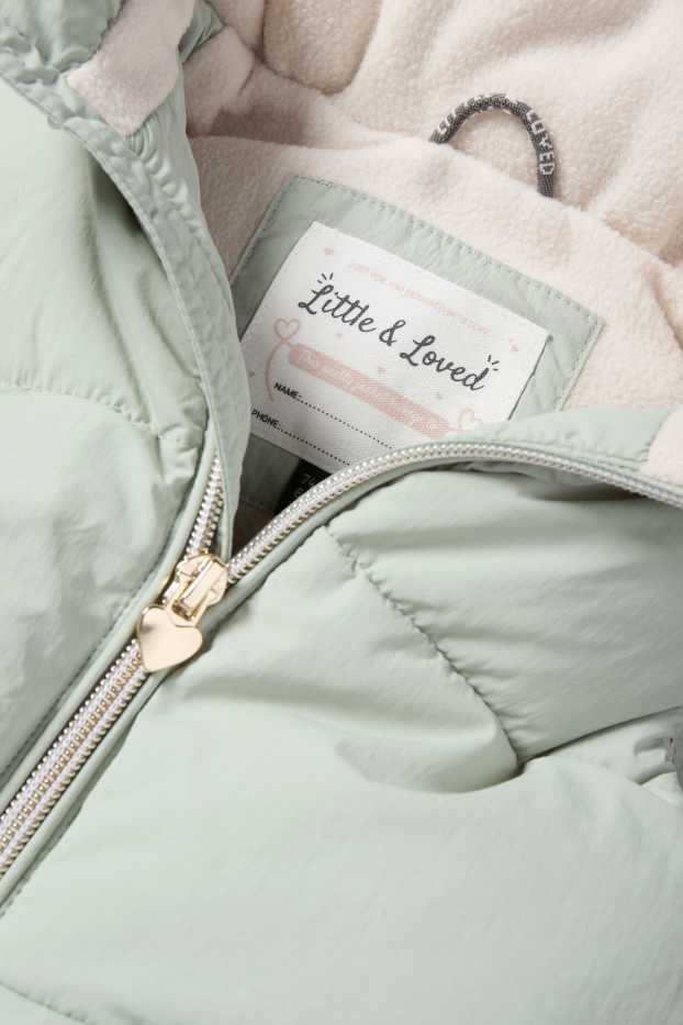 Baby Girls - Baby quilted gilet with hood - water-repellent - mint green