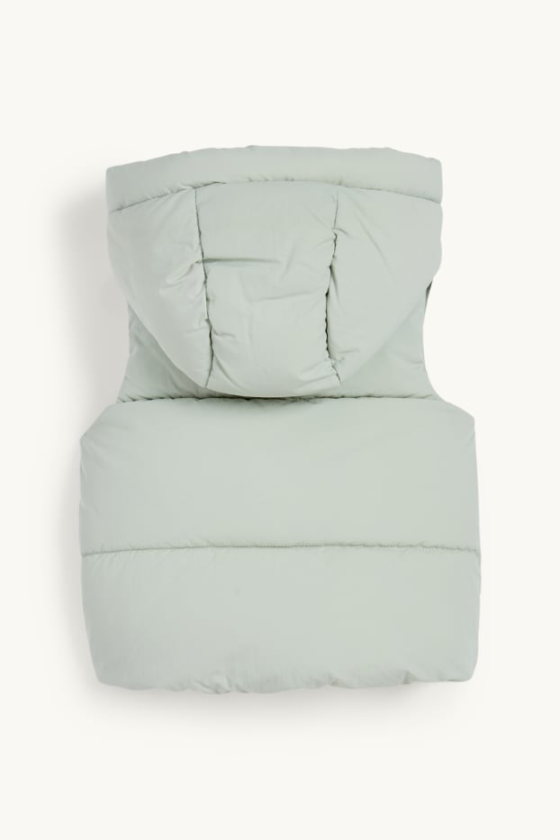 Baby Girls - Baby quilted gilet with hood - water-repellent - mint green