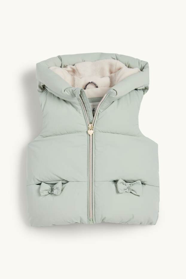 Baby Girls - Baby quilted gilet with hood - water-repellent - mint green