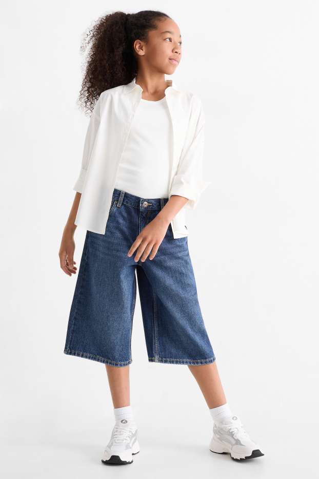 Enfants filles - Bermuda en jean - jean bleu