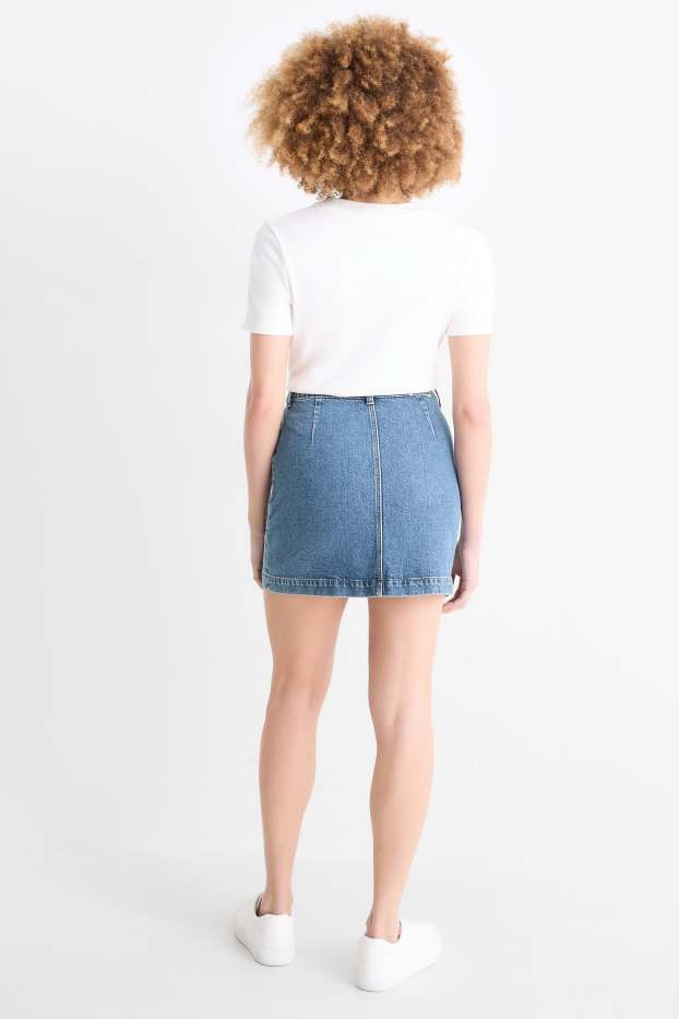 Femei - Fustă mini din denim - denim-albastru