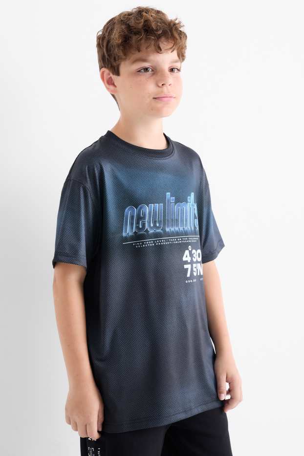 Kinder Jungen - Funktions-Shirt - gemustert - dunkelblau