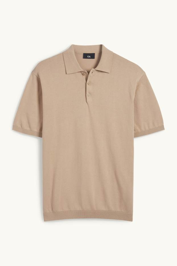 Home - Polo de punt - regular fit - beix