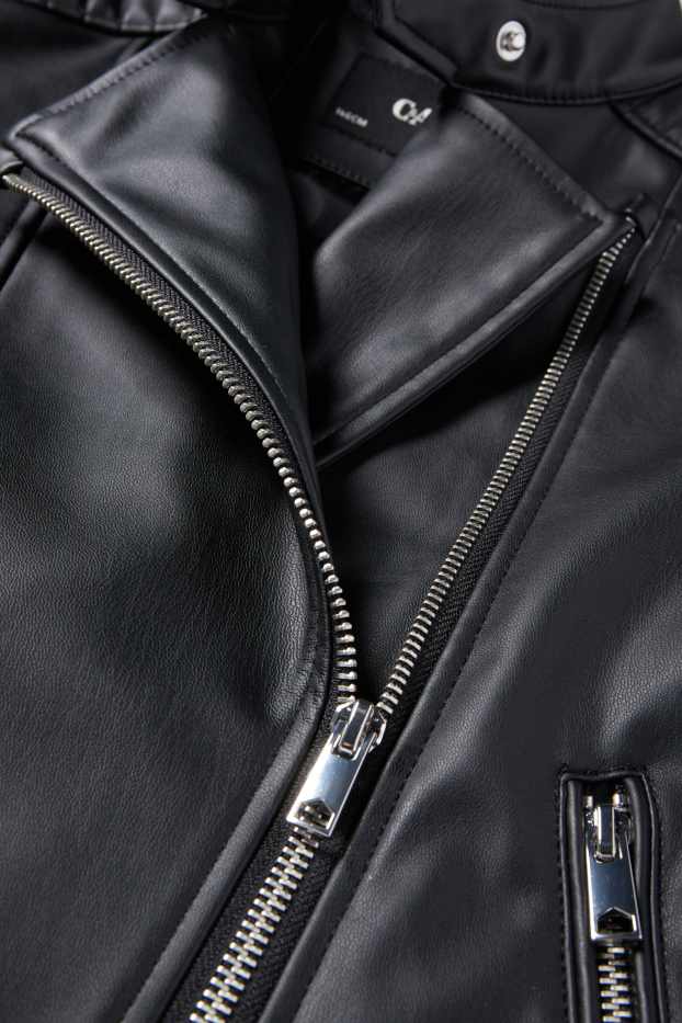 Enfants filles - Blouson de motard - matière synthétique - noir