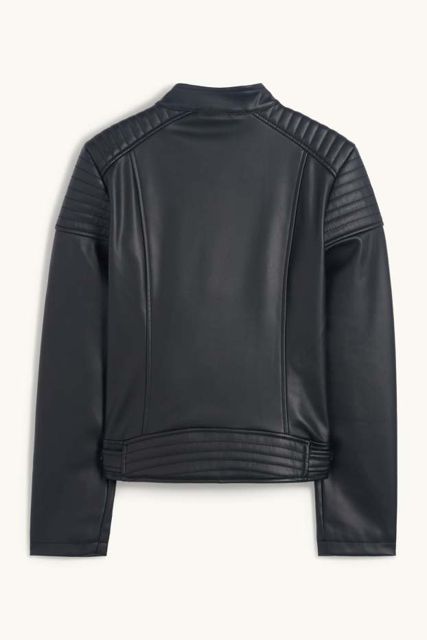 Enfants filles - Blouson de motard - matière synthétique - noir