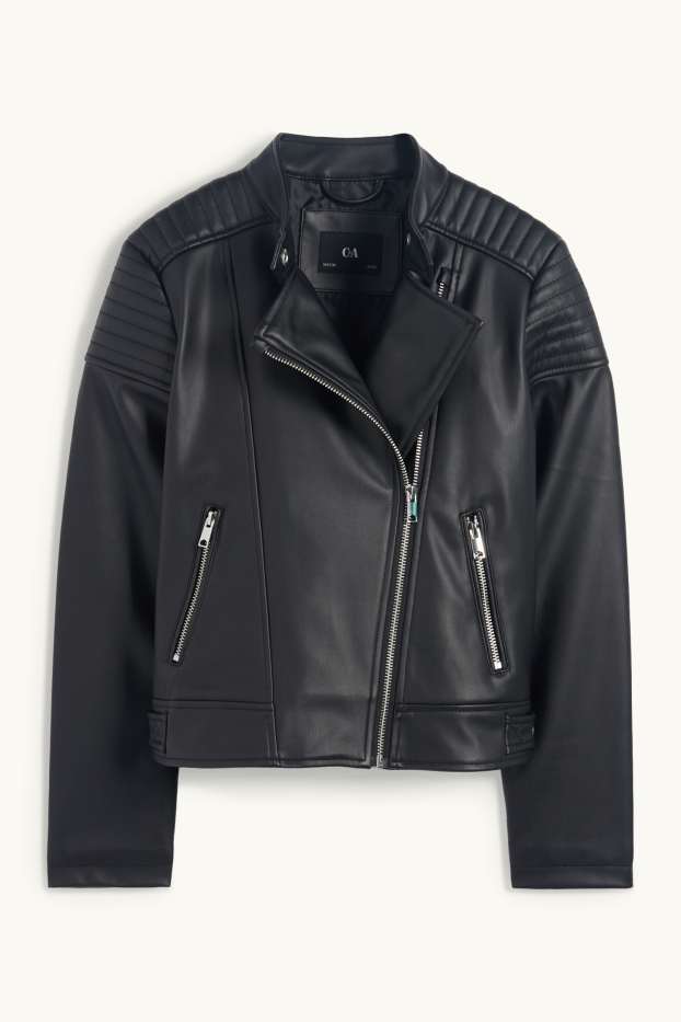 Enfants filles - Blouson de motard - matière synthétique - noir