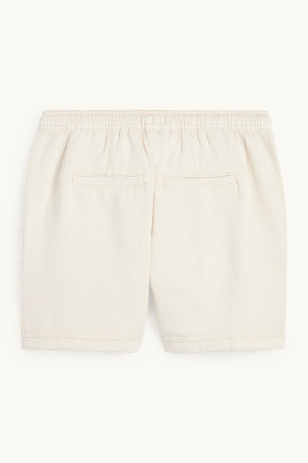 Dames - Korte broek - mid waist - crèmekleurig