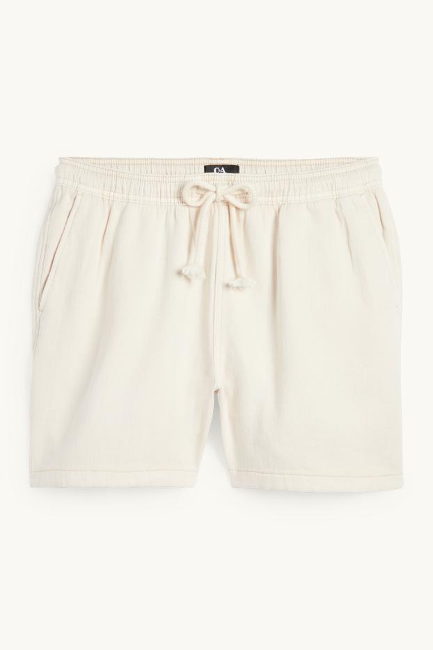 Dames - Korte broek - mid waist - crèmekleurig