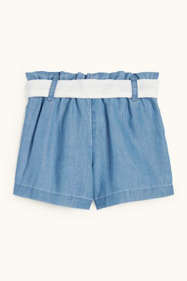 Baby Mädchen - Baby-Shorts mit Gürtel - Jeans-Look - blau