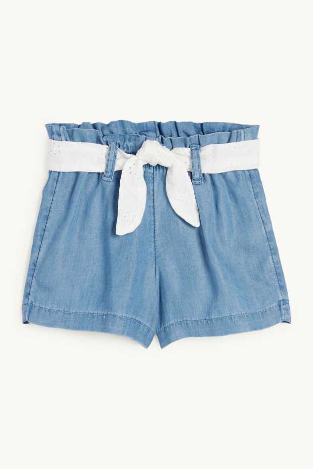 Baby Mädchen - Baby-Shorts mit Gürtel - Jeans-Look - blau
