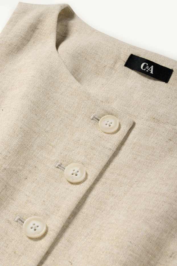 Women - Business waistcoat - regular fit - linen blend - beige / gold