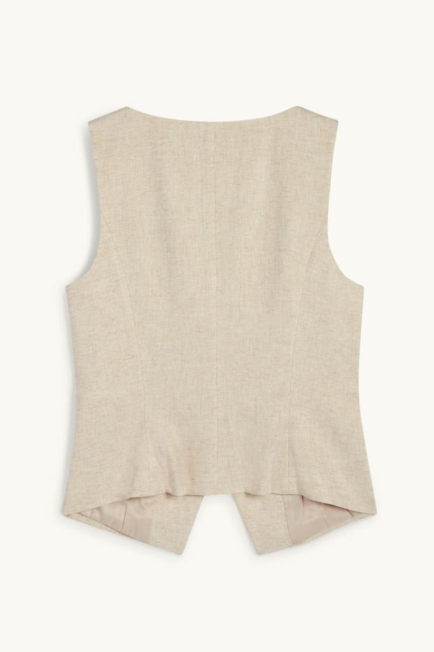 Women - Business waistcoat - regular fit - linen blend - beige / gold