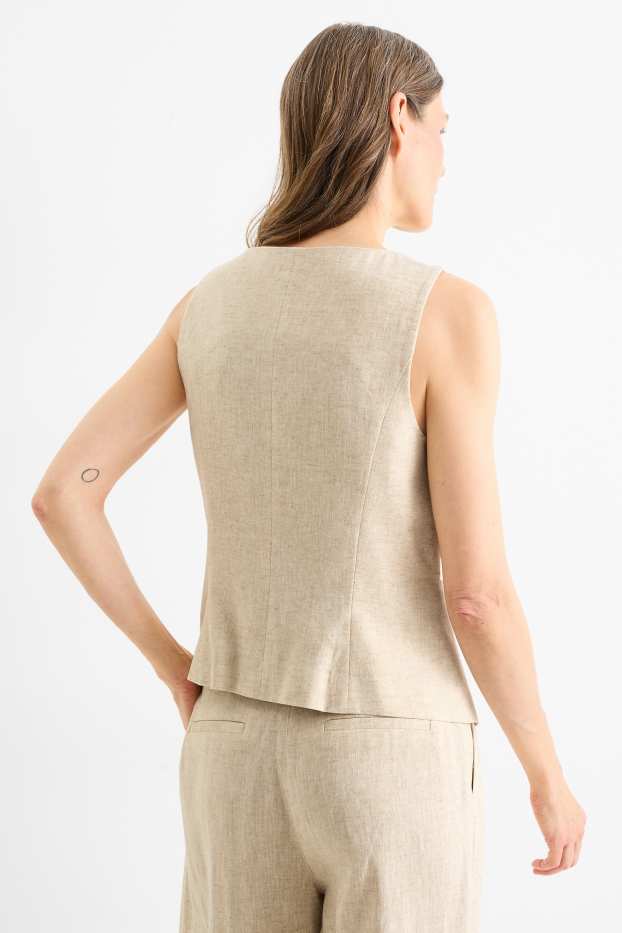 Women - Business waistcoat - regular fit - linen blend - beige / gold