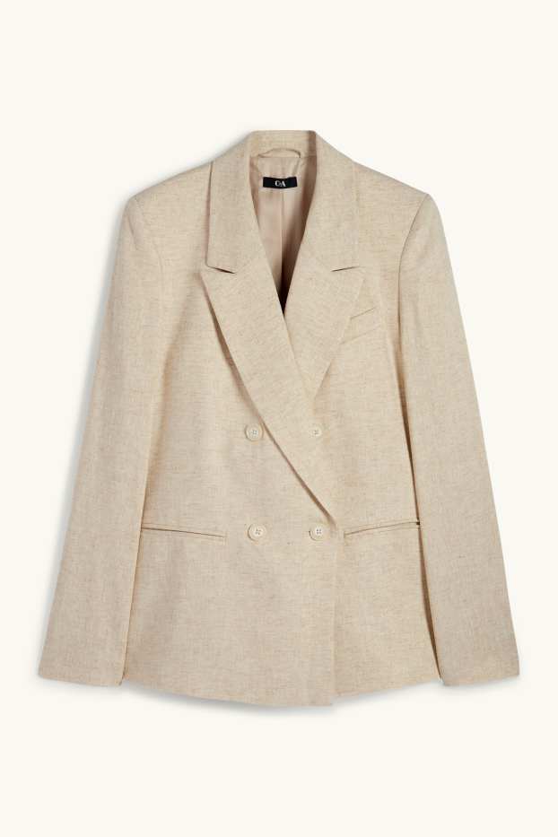 Dona - Americana formal - regular fit - mescla de lli - beix/daurat