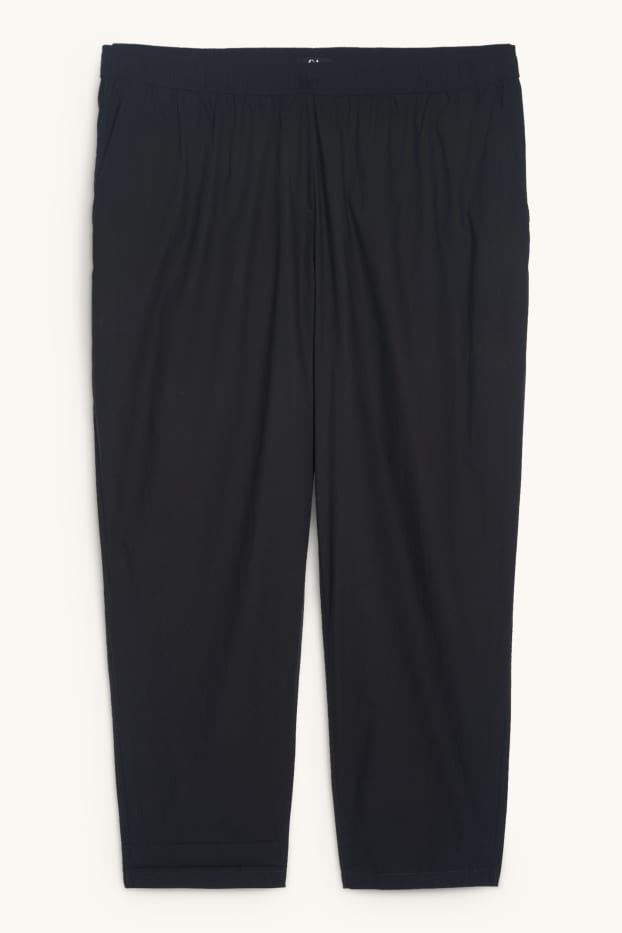 Femei - Pantaloni de stofă - talie medie - tapered fit - negru