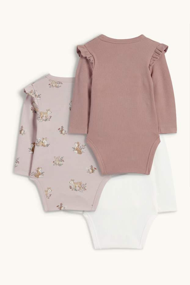 Baby: jongens - Set van 3 - egel, ree en konijn - baby-wikkelrompertje - roze