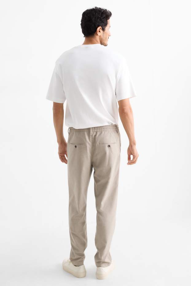 Pánské - Kalhoty chino - tapered fit - s úzkými proužky - béžová