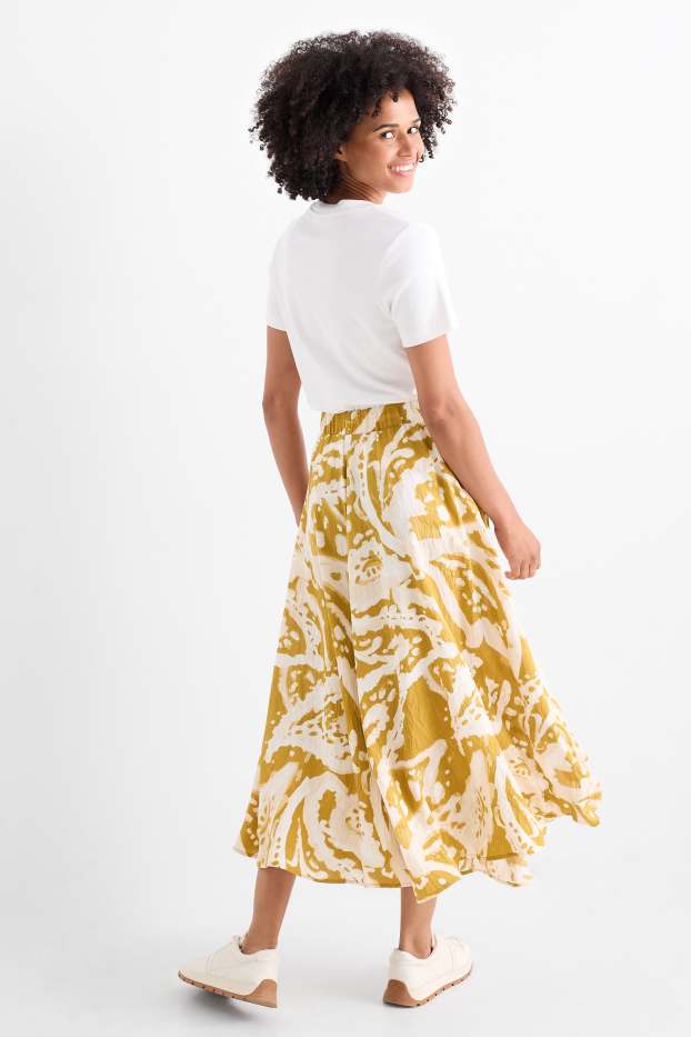 Dames - Rok - met patroon - mosterdgeel