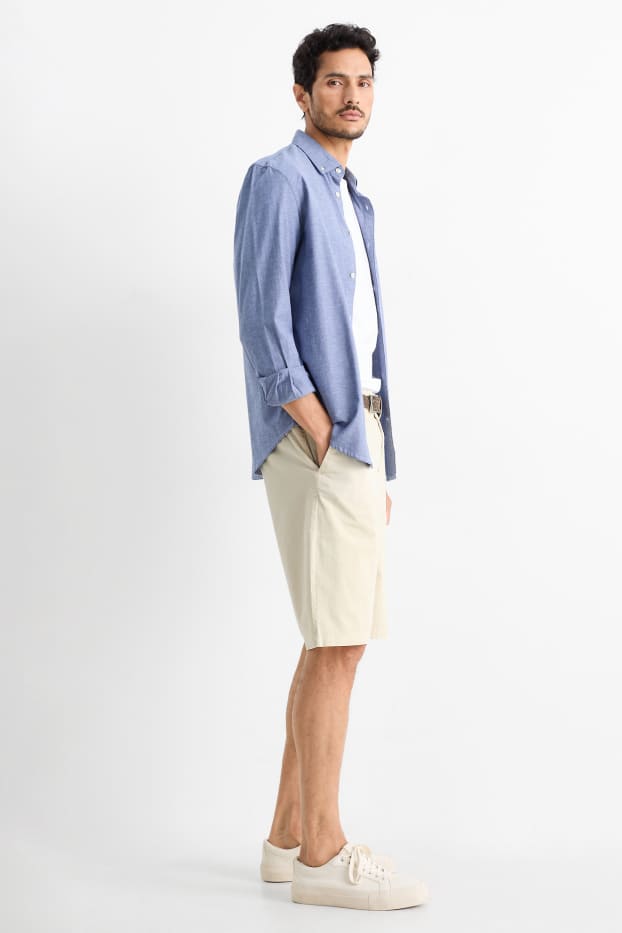 Men - Shorts with belt - light beige